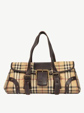 Burberry Haymarket Check Buckle-Flap Handbag
